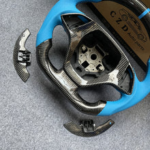 Load image into Gallery viewer, CZD autoparts for Chevrolet Corvette C7 2014-2019 carbon fiber steering wheel with blue perforated leather side