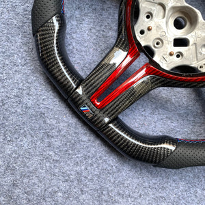 CZD Autoparts for BMW M1 M2 M3 M4 X5M X6M carbon fiber steering wheel Red & Black carbon fiber with center trim