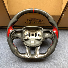 Load image into Gallery viewer, CZD auto parts for Dodge (SRT) Challenger 2015-2021 carbon fiber steering wheel with red carbon fiber thumb grips