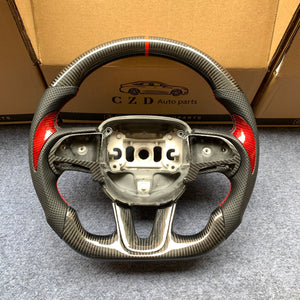 CZD Autoparts for Dodge Charger 2015-2021 carbon fiber steering wheel 6mm stripe line at top