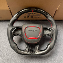 Load image into Gallery viewer, CZD auto parts for Dodge (SRT) Challenger 2015-2021 carbon fiber steering wheel with smooth leather airbag cover