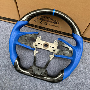 czd auto parts carbon fiber steering wheel for Honda 10th gen Civic SI 2016-2021 with blue perforated leather