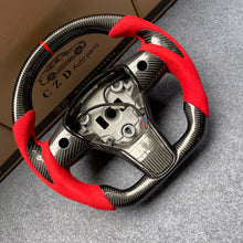 Load image into Gallery viewer, CZD auto parts for Tesla Model Y 2020-2021 carbon fiber steering wheel with red alcantara leather side