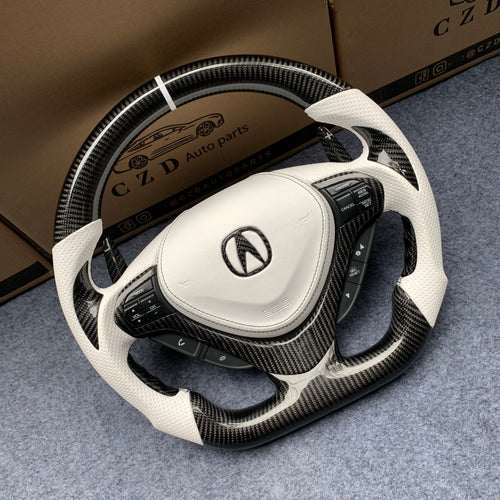 czd auto parts carbon fiber steering wheel for Acura TSX 2009-2014 with white airbag cover