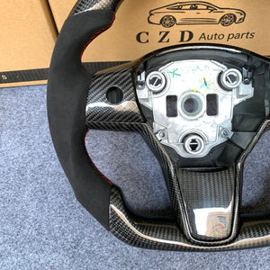 CZD Tesla Model 3 2017/2018/2019/2020 carbon fiber steering wheel with alcantara