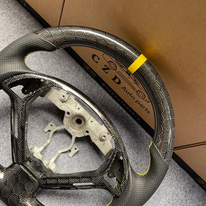 czd auto parts carbon fiber steering wheel for Infiniti G25 G35 G37 G37X 2007-2015 with yellow stripe
