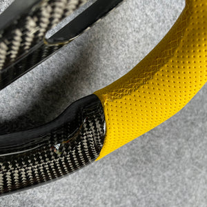 czd auto parts carbon fiber steering wheel for Infiniti Q40 Q60 2014-2015 with yellow perforated leather