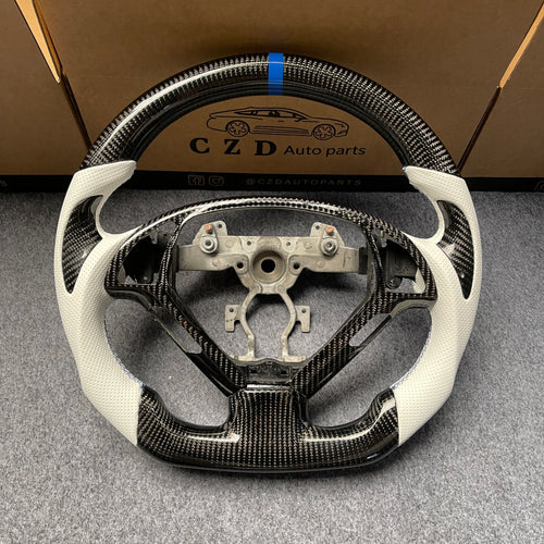 czd auto parts carbon fiber steering wheel for infiniti g37 with white leather