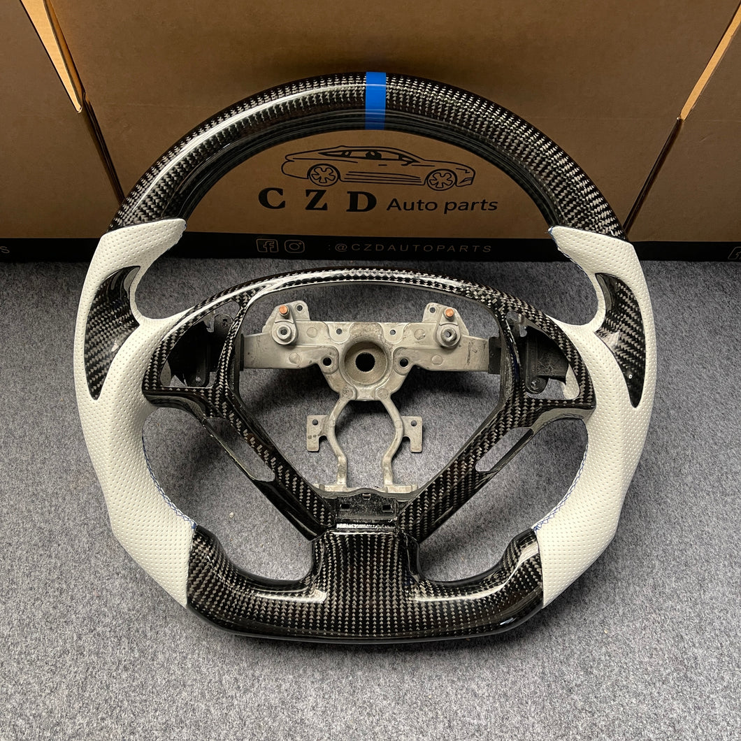 czd auto parts carbon fiber steering wheel for infiniti g37 with white leather