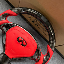 Load image into Gallery viewer, czd auto parts carbon fiber steering wheel for Infiniti G37 with red leather