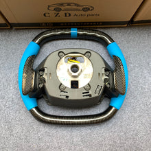 Load image into Gallery viewer, CZD autoparts for Chevrolet Corvette C8 2020+ carbon fiber steering wheel with blue smooth leather side