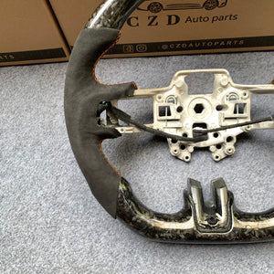 2018-2023 Ford Mustang carbon fiber steering wheel from czd with yellow stripe line