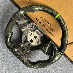 CZD auto parts carbon fiber steering wheel for Chevrolet 6th gen Camaro 2016-2020 with green stripe