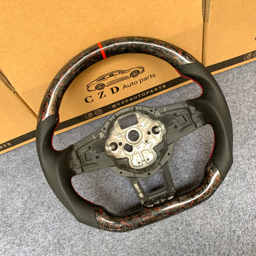 CZD Autoparts for Volkswagen Golf 7 GTI 2015 2016 carbon fiber steering wheel black perforated leather sides