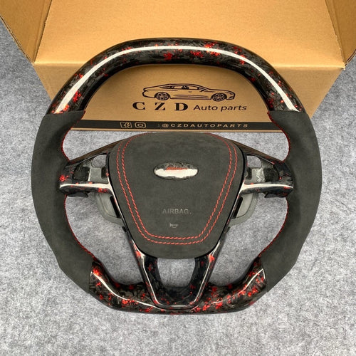 czd auto parts carbon fiber steering wheel for Ford Galaxy 2015-2020 with red flakes forged carbon fiber