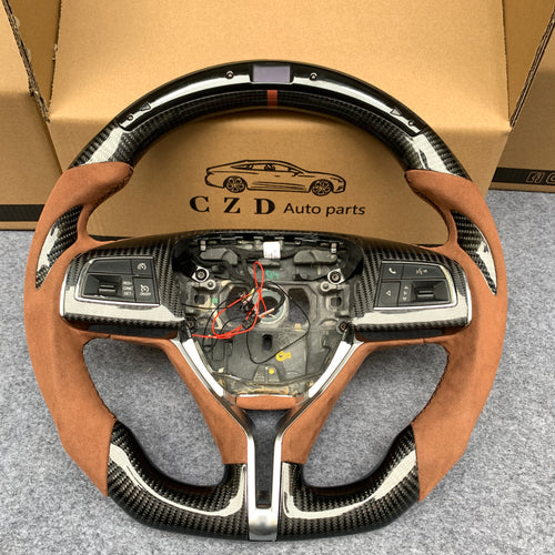 CZD auto parts carbon fiber steering wheel for Maserati Ghibli M157 2014-2019 with brown alcantara