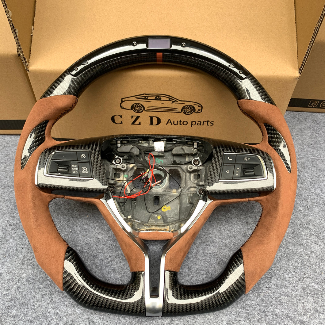 CZD auto parts carbon fiber steering wheel for Maserati Ghibli M157 2014-2019 with brown alcantara
