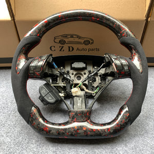 czd auto parts carbon fiber steering wheel for Accord V6/Forum/coupe/CL9/CL7 with red flakes forged carbon fiber