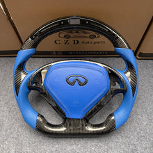 Load image into Gallery viewer, CZD autoparts for Infiniti G25 G35 G37 G37X 2007-2015 carbon fiber steering wheel with blue airbag cover