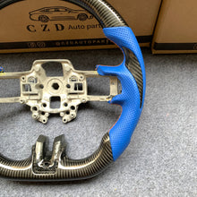 Load image into Gallery viewer, CZD autoparts for Ford Mustang 2015-2017 carbon fiber steering wheel with blue perforated leather side