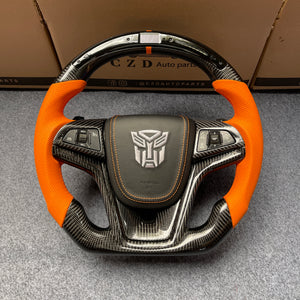 CZD auto parts carbon fiber steering wheel for Chevrolet 5th gen Camaro 2010-2015 with orange perforated leather