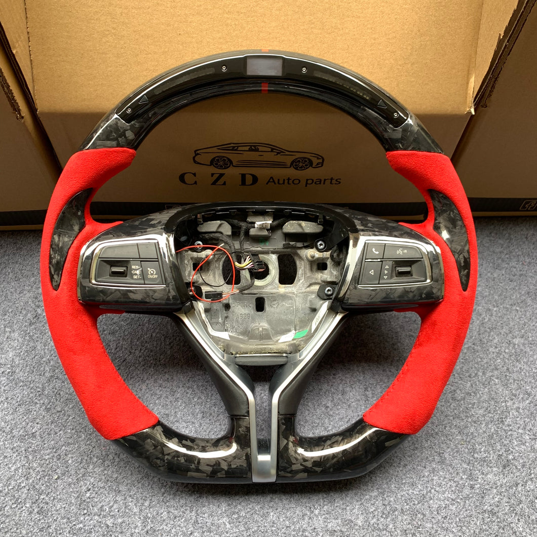 CZD auto parts carbon fiber steering wheel for Maserati Ghibli M157 2014-2019 with red alcantara