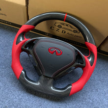 Load image into Gallery viewer, CZD auto parts for Infiniti EX35/ EX37/ G25/ G35/ G37/ G37X/ Q40/ Q60/ QX50 2007-2018 carbon fiber steering wheel with red stripe line