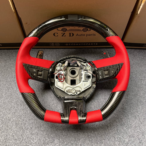 CZD auto parts carbon fiber steering wheel for camaro 2010-2011 with red perforated leather sides