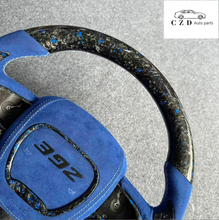 Load image into Gallery viewer, CZD auto parts for Dodge (SRT) Challenger 2015-2021 carbon fiber steering wheel with blue suede 392 logo airbag cover