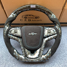 Load image into Gallery viewer, CZD auto parts carbon fiber steering wheel for Chevrolet 5th gen Camaro 2010-2015 with blue flakes forge carbon fiber