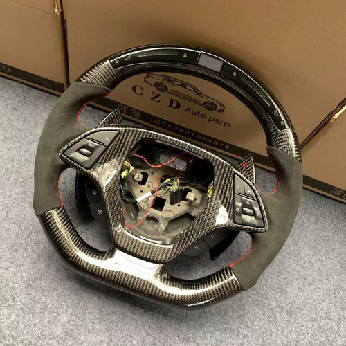 CZD auto parts carbon fiber steering wheel for Chevrolet Corvette C7 2014-2019 with red signs paddle shifters