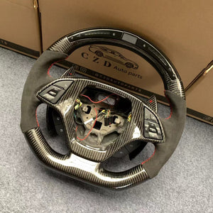 CZD auto parts carbon fiber steering wheel for Chevrolet Corvette C7 2014-2019 with red signs paddle shifters