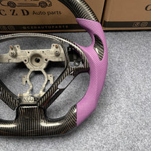 Load image into Gallery viewer, CZD autoparts for Infiniti G25 G35 G37 G37X 2007-2015 carbon fiber steering wheel with purple perforated leather side