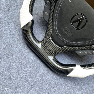 czd auto parts carbon fiber steering wheel for Acura TL/ILX with white stripe and leather