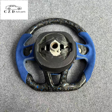 Load image into Gallery viewer, CZD auto parts for Dodge (SRT) Challenger 2015-2021 carbon fiber steering wheel with blue suede 392 logo airbag cover
