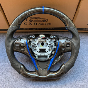 czd auto parts carbon fiber steering wheel for Acura TLX 2015-2021 with blue stripe and trim