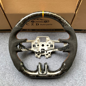 2018-2023 Ford Mustang carbon fiber steering wheel from czd with yellow stripe line