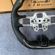 Load image into Gallery viewer, CZD auto parts for Ford Mustang/SHELBY/GT350R 2018-2022 Carbon Fiber Steering Wheel with black gloss carbon fiber and orange stitching