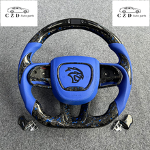 Load image into Gallery viewer, CZD auto parts for Dodge Charger 2015-2021 carbon fiber steering wheel with forged carbon blue flakes