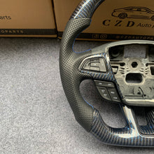 Load image into Gallery viewer, CZD auto parts For Ford Focus MK3 RS/ST /EcoSport/Escape/Kuga/C-MAX 2015-2020 Carbon Fiber Steering Wheel With black stripe line and blue stitching