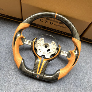 CZD Autoparts For BMW X5M X4 carbon fiber steering wheel inner trim in gloss yellow