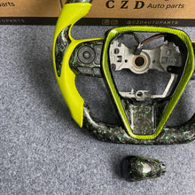 Load image into Gallery viewer, czd auto parts carbon fiber steering wheel for Toyota 8th gen Camry se xse le xle 2018-2022 with green perforated leather