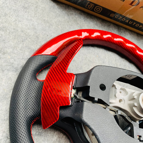 CZD For 2013、2014、2015、2016、2017 7th Toyota Gamry carbon fiber steering wheel with gloss red carbon fiber top&bottom&trims