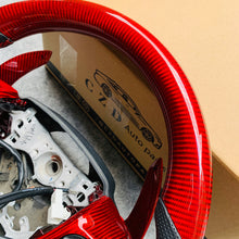 Load image into Gallery viewer, CZD For 2013、2014、2015、2016、2017 7th Toyota Gamry carbon fiber steering wheel with gloss red carbon fiber top&amp;bottom&amp;trims