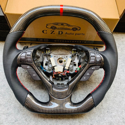 czd auto parts carbon fiber steering wheel for Acura TL/ILX with flat top and round bottom