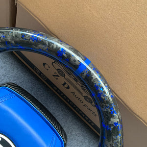 CZD Autoparts for Toyota Avalon 2019-2022 carbon fiber steering wheel blue smooth airbag cover
