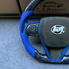 Load image into Gallery viewer, CZD autoparts for Toyota 8th gen Camry se xse le xle 2018-2022/ Avalon 2018-2022 carbon fiber steering wheel with forged carbon fiber with blue flakes in the top and bottom
