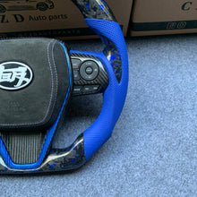 Load image into Gallery viewer, CZD autoparts for Toyota 8th gen Camry se xse le xle 2018-2022/ Avalon 2018-2022 carbon fiber steering wheel with forged carbon fiber with blue flakes in the top and bottom