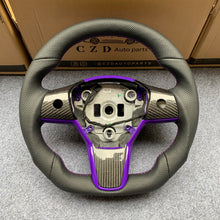 Load image into Gallery viewer, CZD auto parts for Tesla Model Y 2020-2021 carbon fiber steering wheel with purple carbon fiber button trim