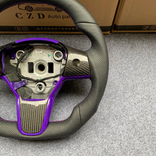 Load image into Gallery viewer, CZD auto parts for Tesla Model 3 2017-2020 carbon fiber steering wheel with purple carbon fiber button trim